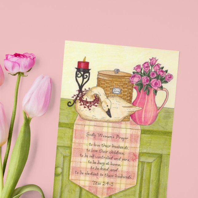 Cartão Postal Cartaz Inspiracional de Oração da Mulher Godly (Criador carregado)