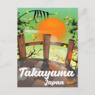 Cartão Postal Cartaz japonês de flores de Takayama.