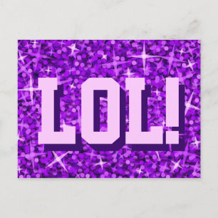 Cartão Postal Cartaz 'LOL' roxo da Glitz