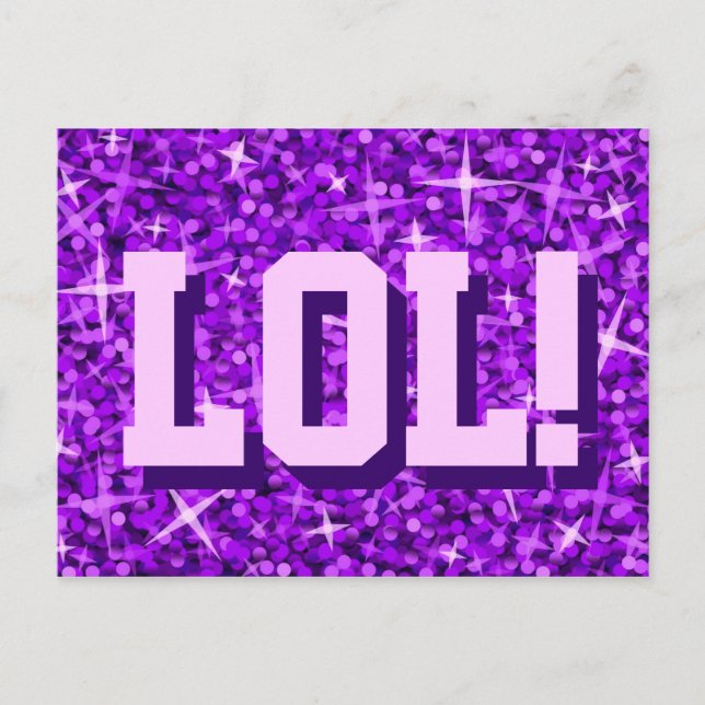 Cartão Postal Cartaz 'LOL' roxo da Glitz (Frente)