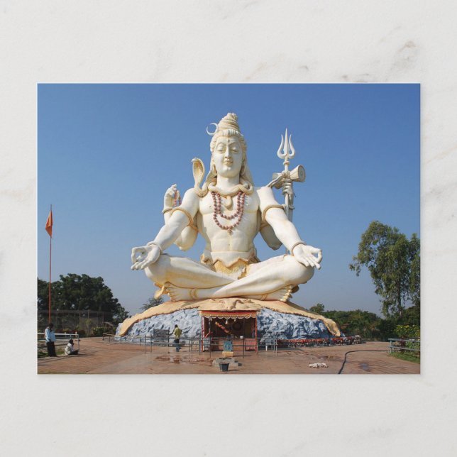 Cartão Postal Cartaz Lorde Shiva Estátua em Bijapur, Índia (Frente)