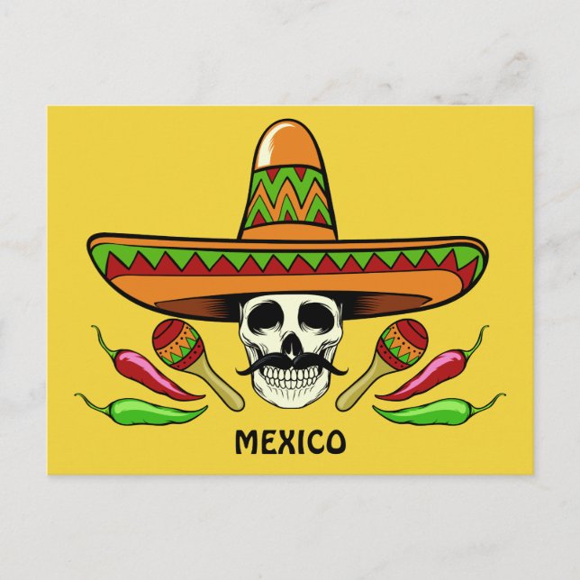 Cartão Postal Cartaz personalizado de texto e cor do México (Frente)