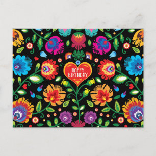 Cartão Postal Cartaz personalizável do folclore de aniversário d