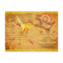 Cartaz-postal da ilha Tropical-Hummingbird