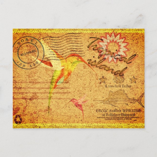 Cartão Postal Cartaz-postal da ilha Tropical-Hummingbird (Frente)