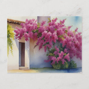 Cartão Postal Cartaz postal da Summer Nature House Watercolor