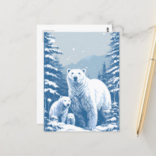 Cartão Postal Cartaz-postal dos amantes do urso polar do inverno