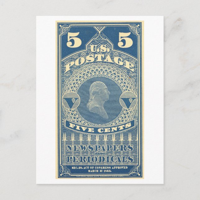 Cartão Postal Cartaz postal dos EUA para jornais e periódicos (Frente)