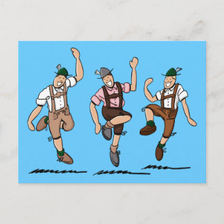 Cartão Postal Cartaz Postal Três Lederhosen Bavarians Dançantes