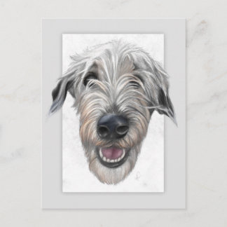Cartão Postal Cartaz-retrato desenhado à mão de Wolfhound irland