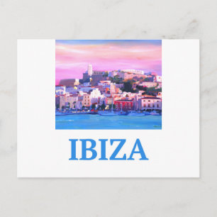 Cartão Postal Cartaz Retro Cidade Antiga e Porto de Ibiza