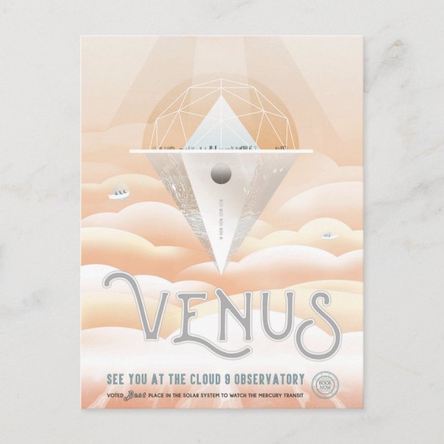 Cartão Postal Cartaz Retro Espacial - Observatório No Sistema So (Frente)