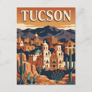 Cartão Postal Cartaz Retro Vintage do Deserto de Sonora Tucson A