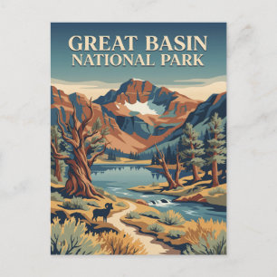 Cartão Postal Cartaz Retro Vintage do Grande Basin Nevada Alpino