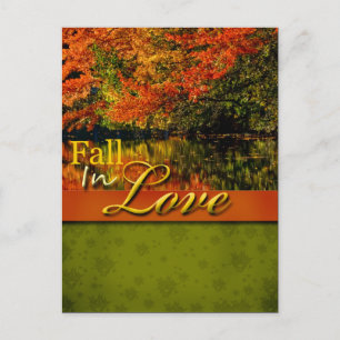 Cartão Postal Cartaz Rustic Fall In Love Wedcard