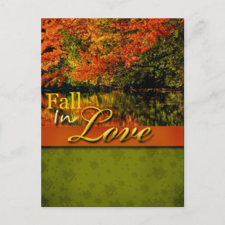 Cartão Postal Cartaz Rustic Fall In Love Wedcard