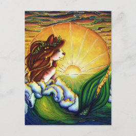 Cartão Postal Cartaz Sereia Cat Summer Ocean Sunset