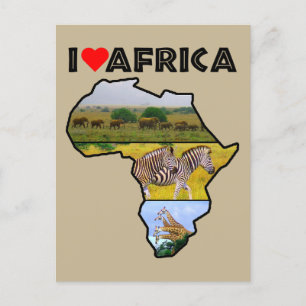Cartão Postal Cartaz sobre Colagem de Vida Selvagem na África