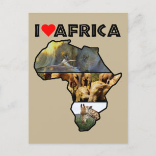 Cartão Postal Cartaz sobre Colagem de Vida Selvagem na África