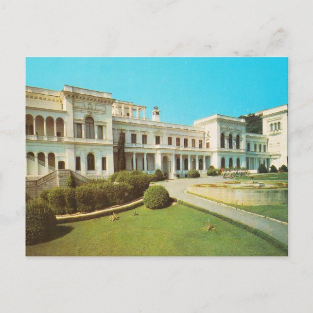 Cartão Postal Cartaz soviético Yalta. Palácio Grand Livadia (Frente)