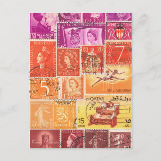 Cartão Postal Cartaz Sunset, Colagem de Arte Carimbo