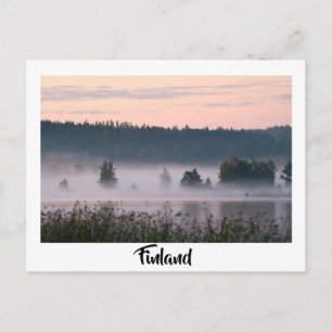 Cartão Postal Cartaz turístico do lago nebuloso da Finlândia