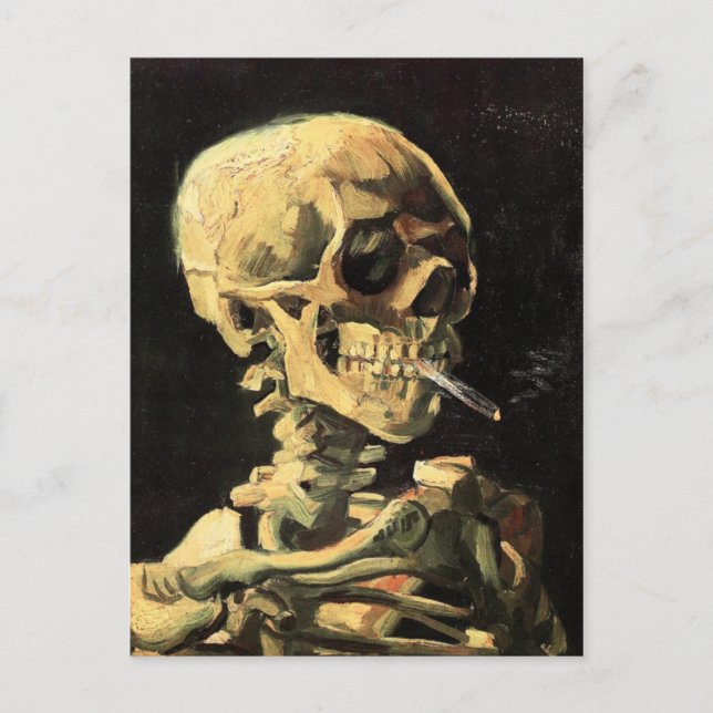 Cartão Postal Cartaz Van Gogh Skull com Cigarro queimado (Frente)