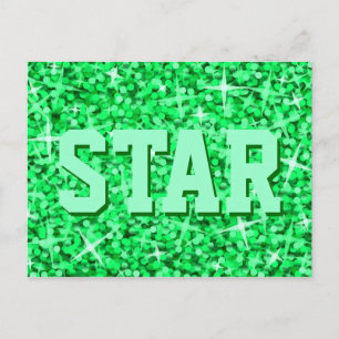 Cartão Postal Cartaz verde 'STAR' Glitz
