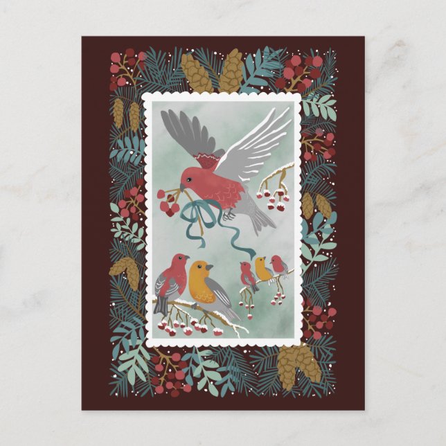 Cartão Postal Cartaz Vermelho da Canção de inverno (Frente)