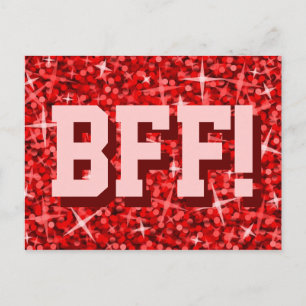 Cartão Postal Cartaz vermelho de Glitz 'BFF!'