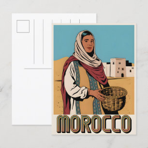 Cartão Postal Cartaz viagem no Marrocos com presente de mulher l