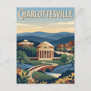 Cartão Postal Cartaz Vintage Charlottesville Virginia Blue Ridge