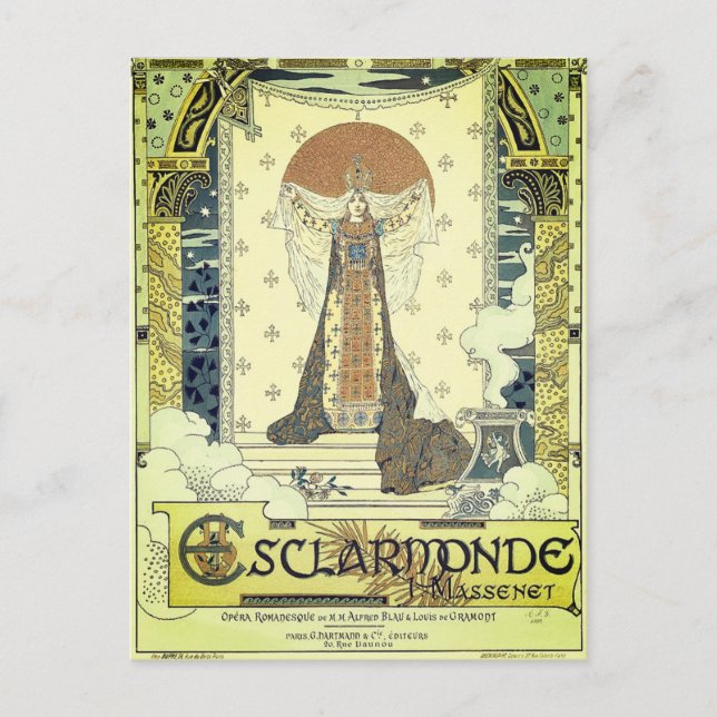 Cartão Postal Cartaz vintage da ópera Esclarmonde (Frente)