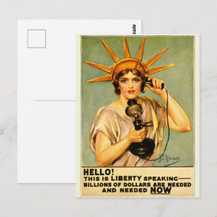 Cartão Postal Cartaz Vintage da Primeira Guerra Mundial Olá, Aqu