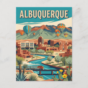 Cartão Postal Cartaz Vintage de Balão de Albuquerque Novo México