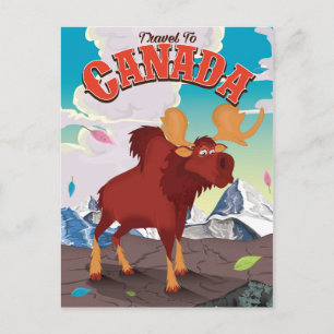 Cartão Postal Cartaz vintage de desenho animado para viajar para