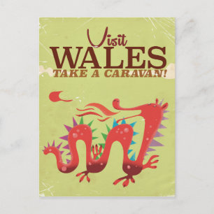 Cartão Postal Cartaz vintage de férias de caravana no País de Ga