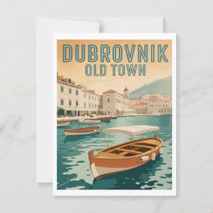 Cartão Postal Cartaz Vintage do Centro Histórico de Dubrovnik –