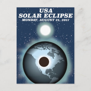 Cartão Postal Cartaz vintage do eclipse solar nos EUA 2017