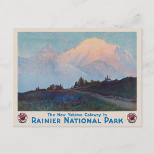 Cartão Postal Cartaz Vintage do Parque Nacional Rainier dos anos