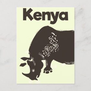 Cartão Postal Cartaz vintage do rinoceronte africano do Quênia