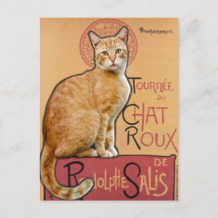 Cartão Postal Cartaz Vintage Francês Estilo Gato Laranja
