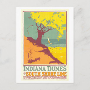 Cartão Postal Cartaz Vintage Indiana Dunes South Shore Line