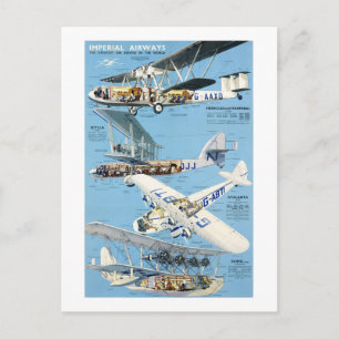 Cartão Postal Cartaz Vintage Inglaterra Imperial Airways Aviões