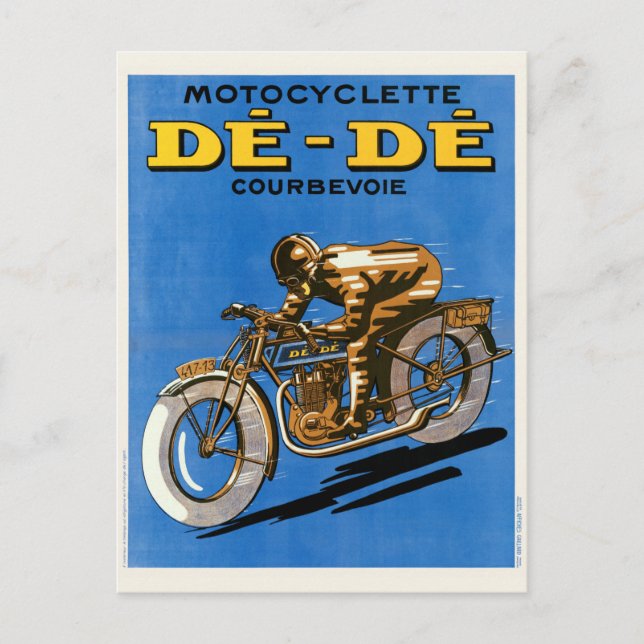 Cartão Postal Cartaz Vintage Motocyclette De-De França 1927 (Frente)
