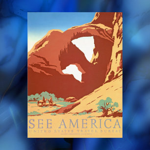 Cartão Postal Cartaz Vintage Parque Nacional Arches, Veja a Amér