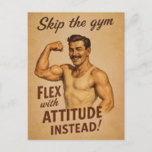Cartaz Vintage Pular a Academia | Humor Retro de F