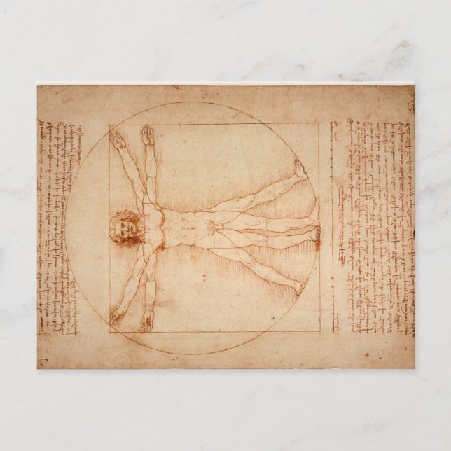 Cartão Postal Cartaz Vitruviano de Leonardo da Vinci (Frente)