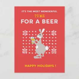 Cartão Postal Cartazes de natal australiano Funny Kangaroo Beer