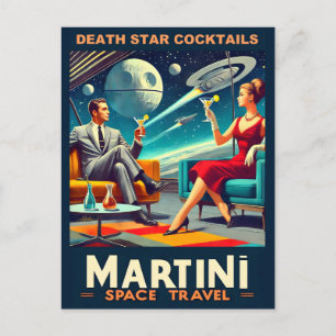Cartão Postal Cartazes de Viagens Espaciais Martini Drinks Death